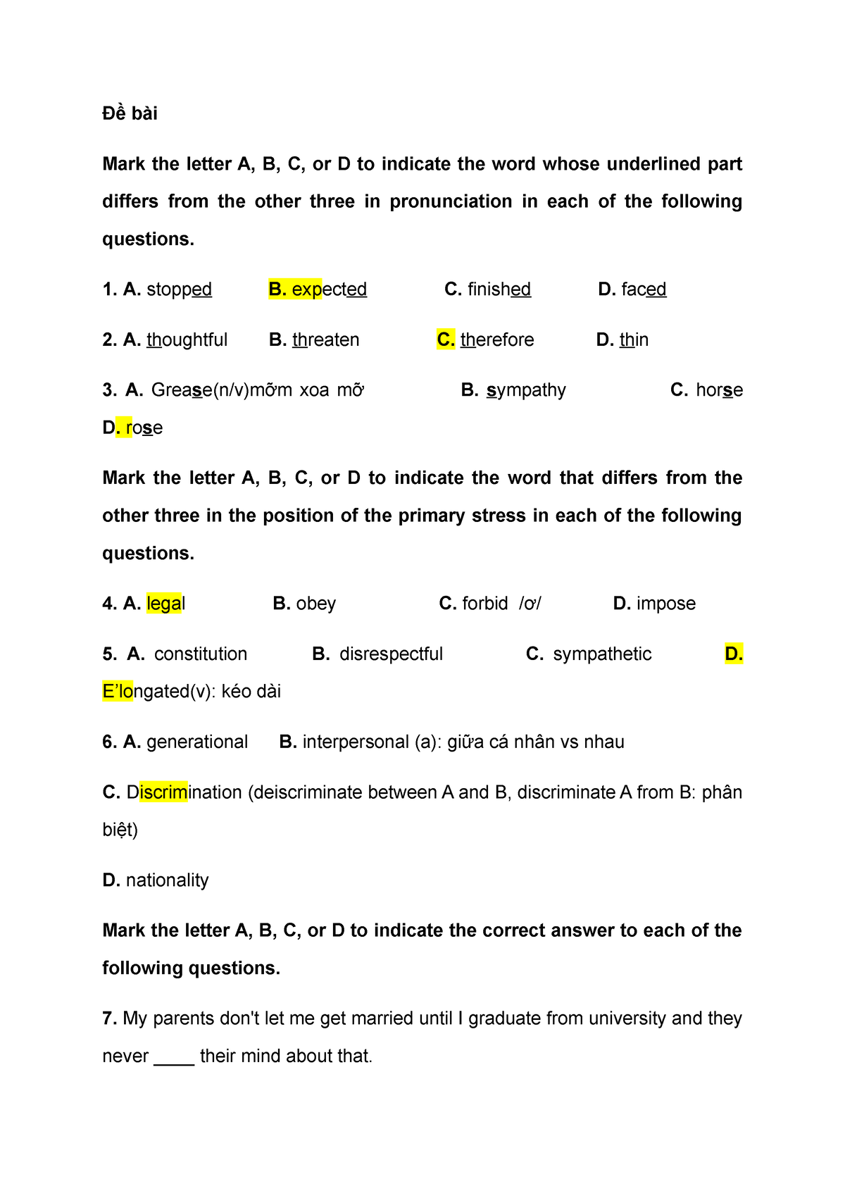 GK Anh 11 - Đề Bài Mark The Letter A, B, C, Or D To Indicate The Word ...