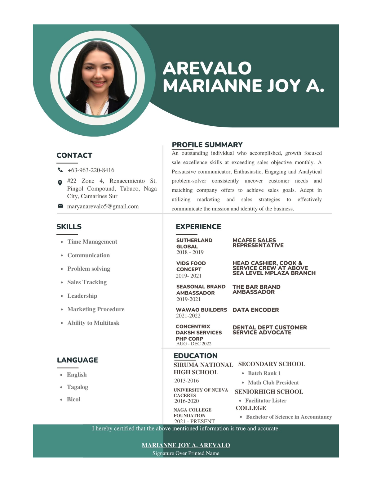 Updated-resume - Sample - Bs Accountancy - Studocu