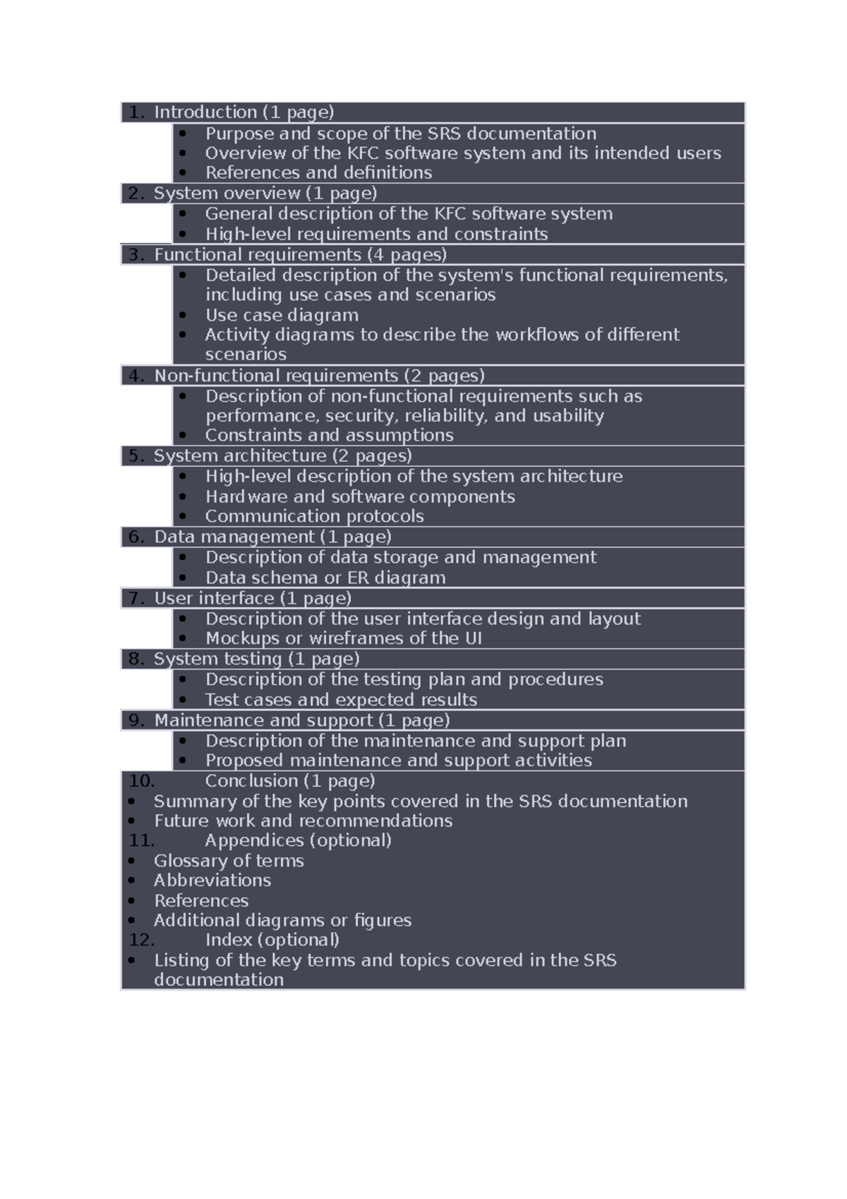 KFC SRS Documentation - Introduction (1 page) Purpose and scope of the ...
