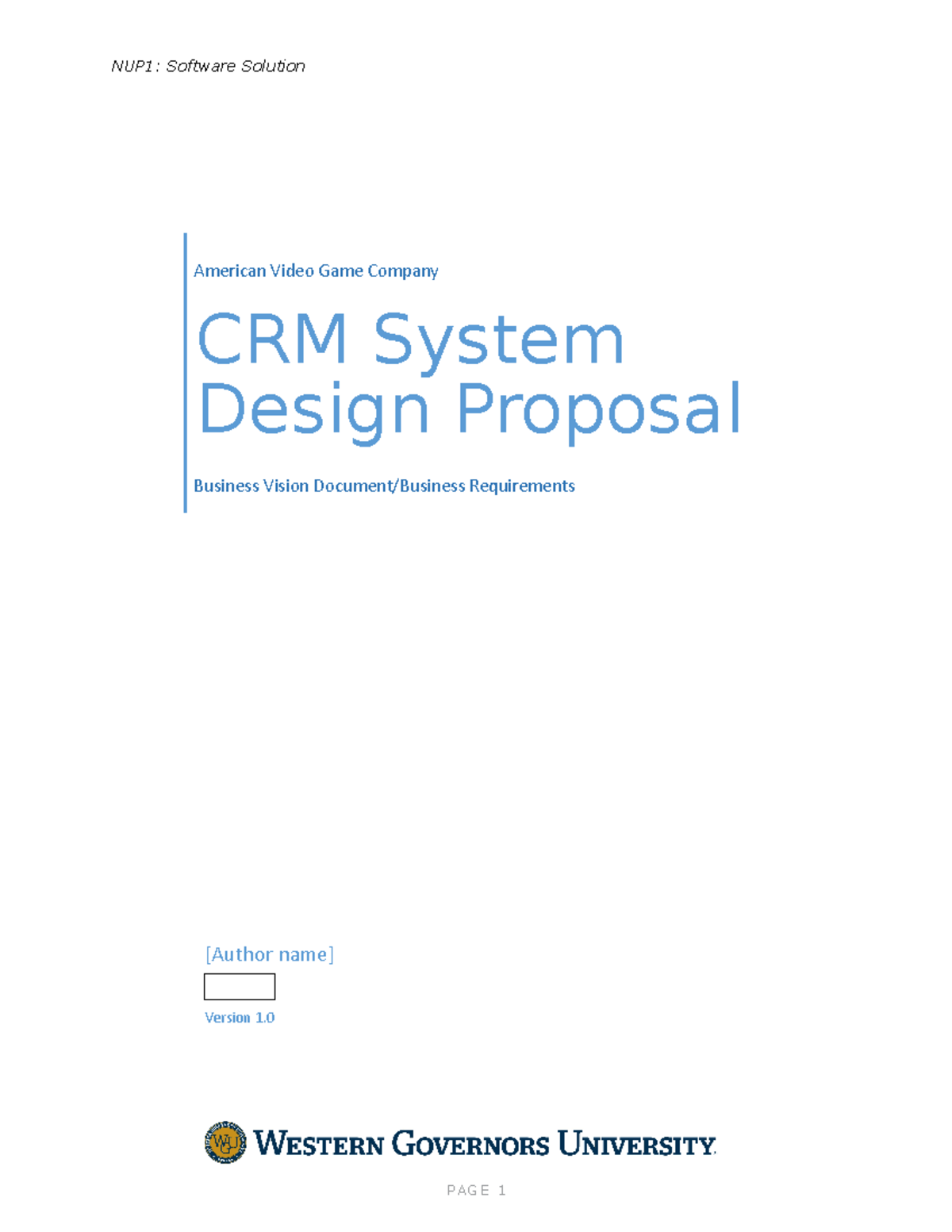 Design Proposal Software Engineering - NUP1: Software Solution [Author ...