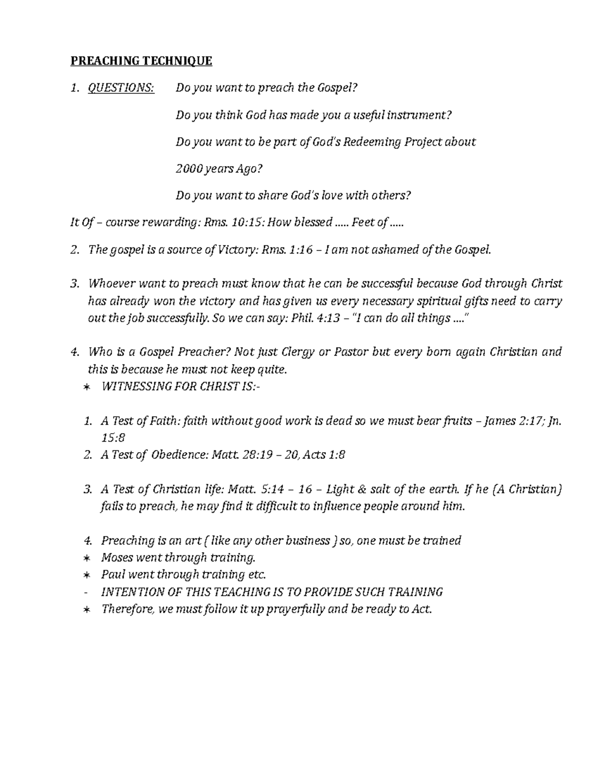 Preaching Technique - PREACHING TECHNIQUE QUESTIONS: Do you want to ...