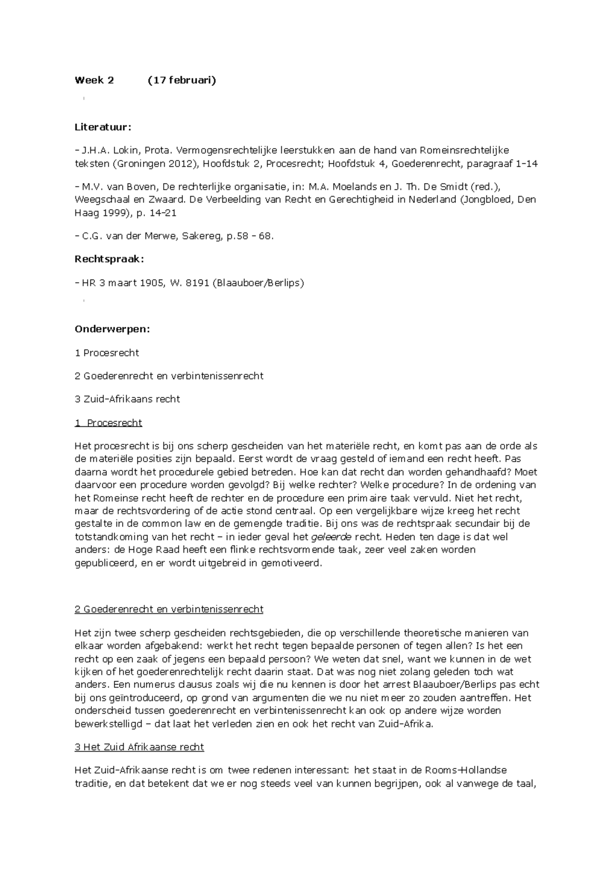 Rechtsgeschiedenis - Werkgroep Uitwerkingen - Week 2 - Week 2 (17 ...