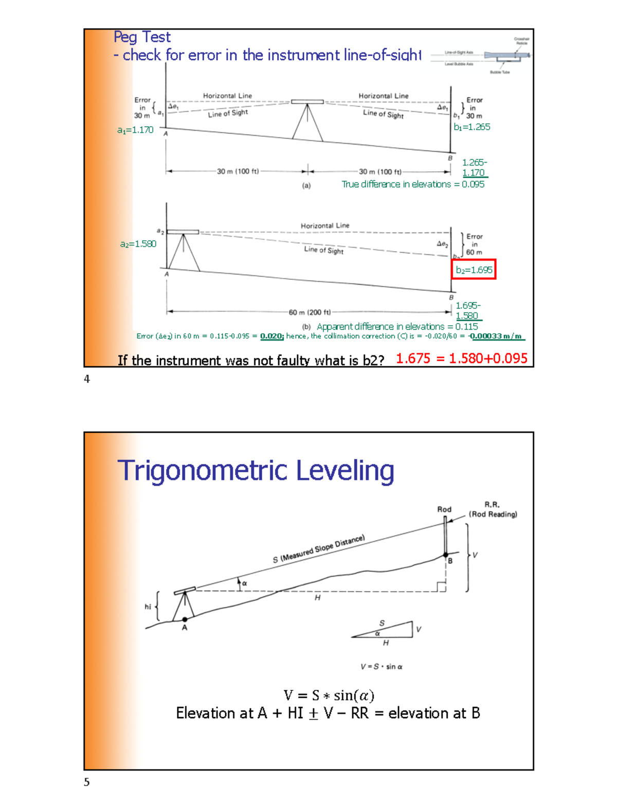 3b-Leveling - Lecture note on levelling - Peg Test - check for error in ...