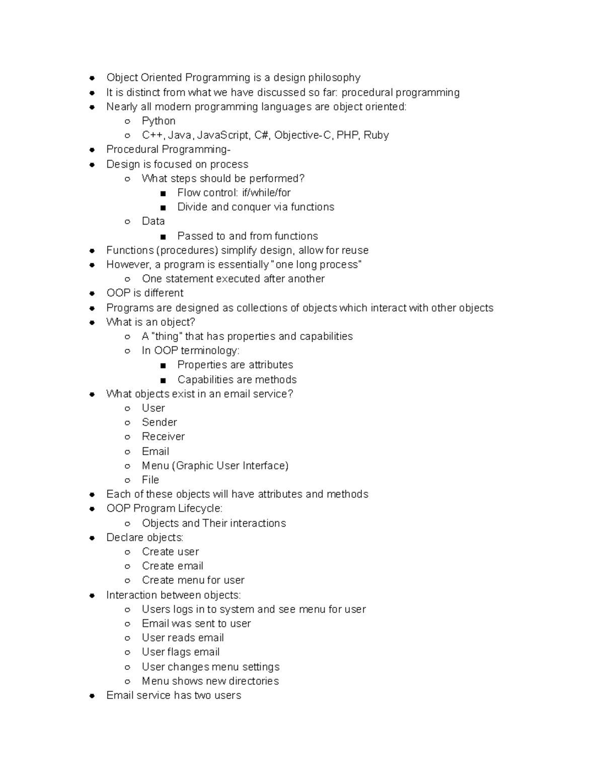 Info 3020 OOP Concepts - Goes over what object oriented programming is ...