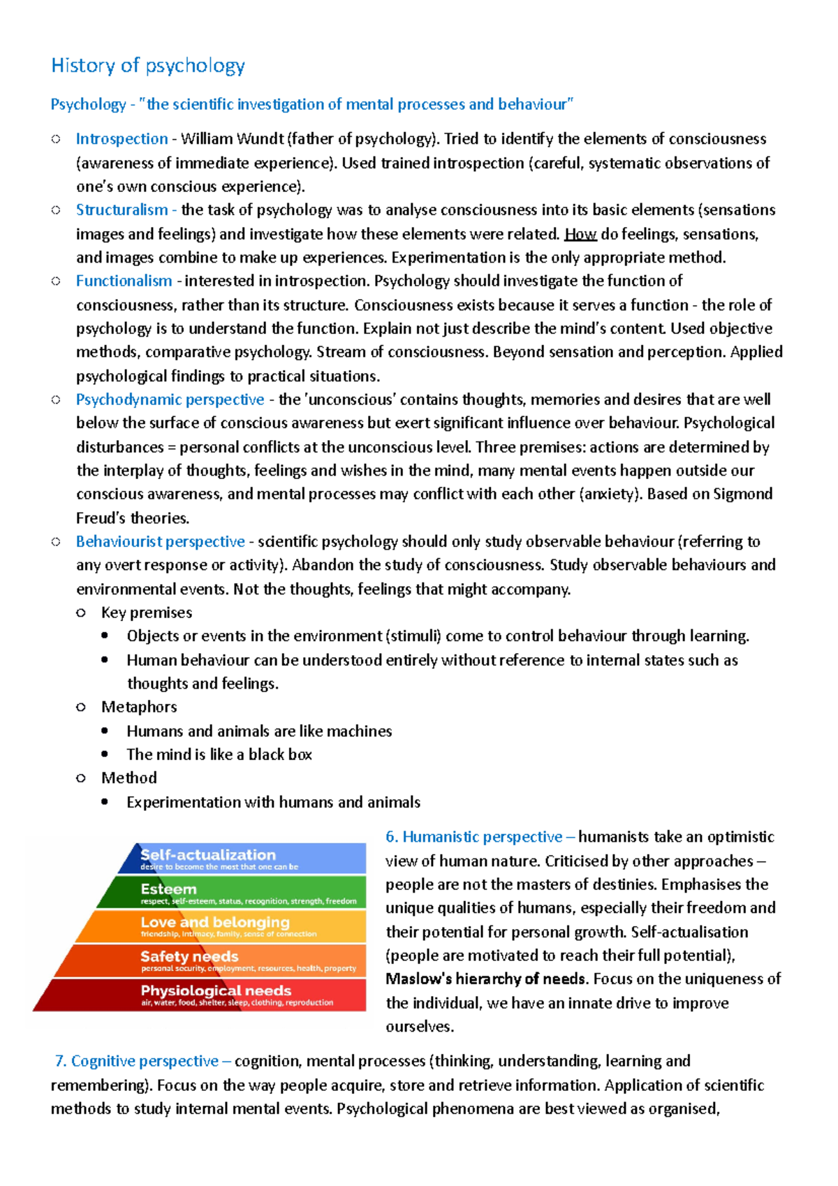 PYB100 Study Notes - Summaires Of Lecutre Content - History Of ...