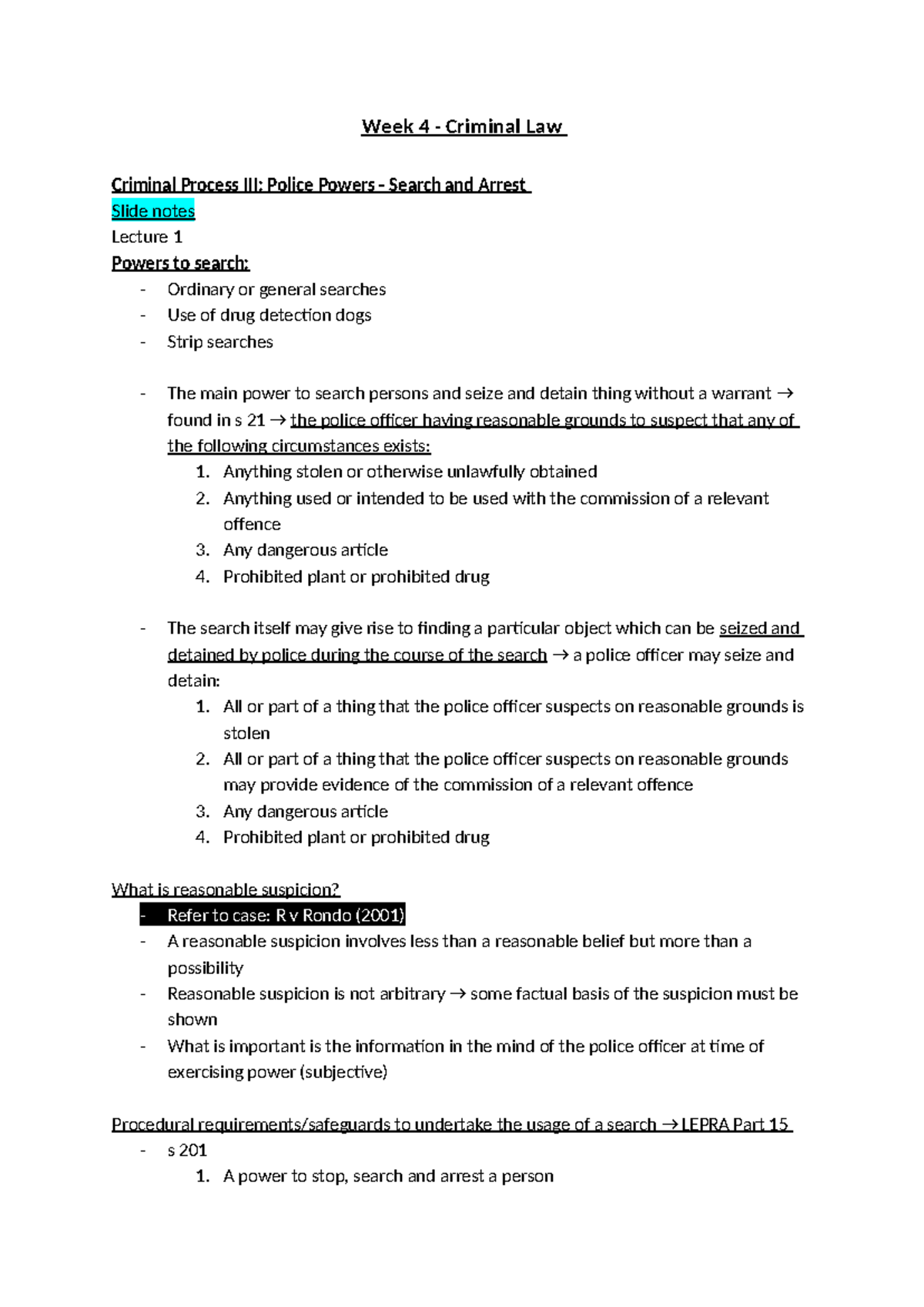 Week 4 - Criminal Law - Week 4 - Criminal Law Criminal Process III ...