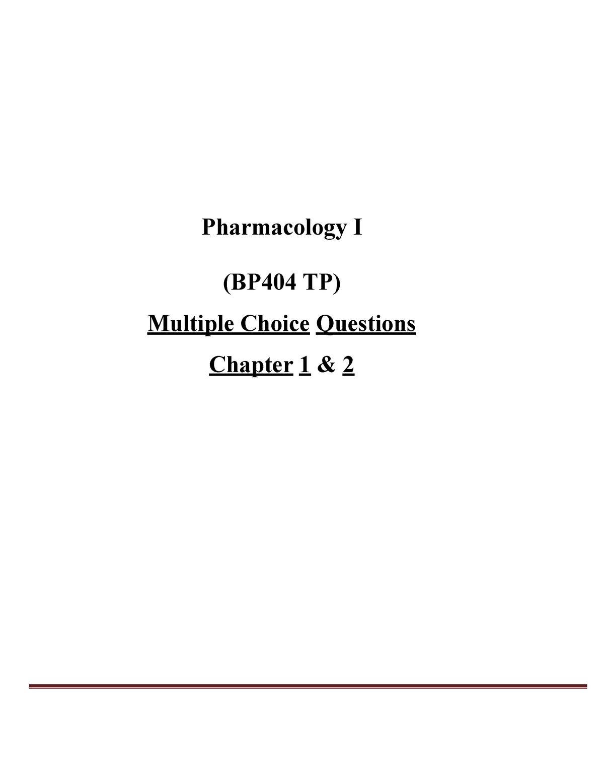 Mcq Of Pharmacology I-BP404TP - Pharmacology And Toxicology - GTU - Studocu