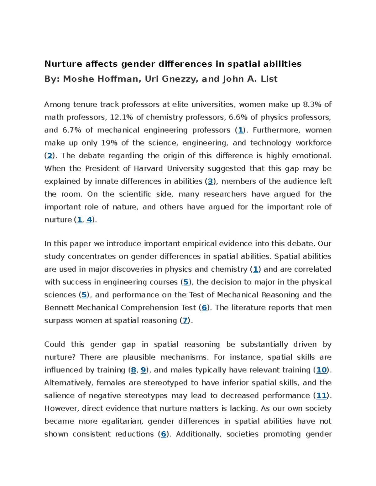 Article - help students - Nurture affects gender differences in spatial ...