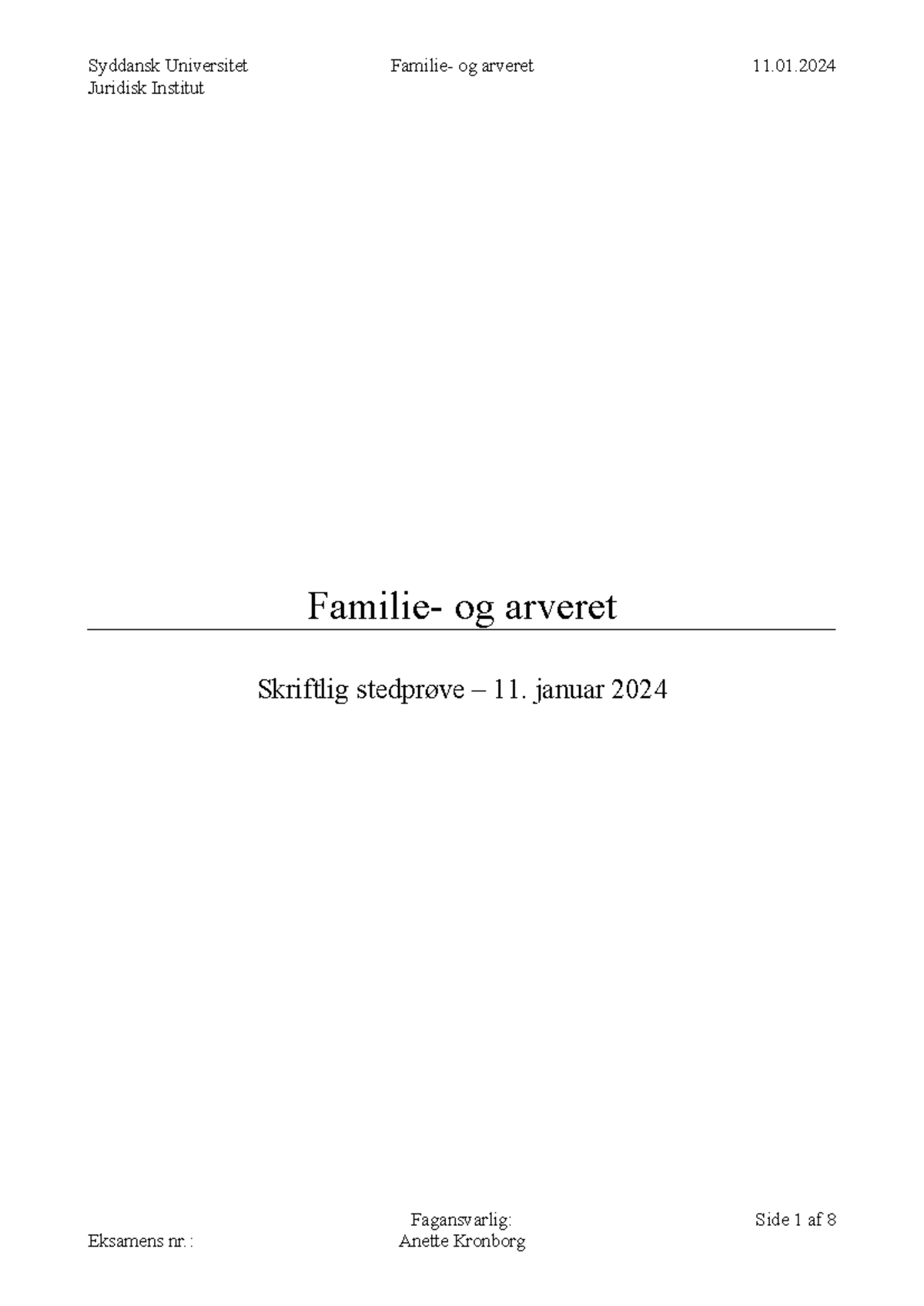 Familie- Og Arveret Eksamen - Juridisk Institut Familie- Og Arveret ...