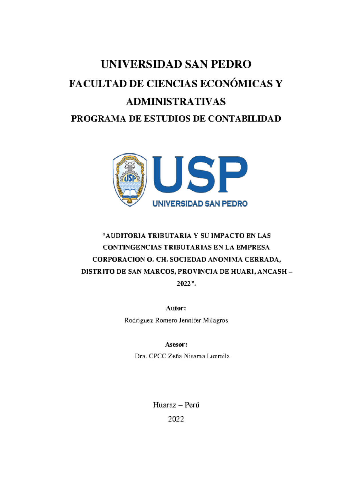 Proyecto DE Investigación - Generalidades - UNIVERSIDAD SAN PEDRO ...