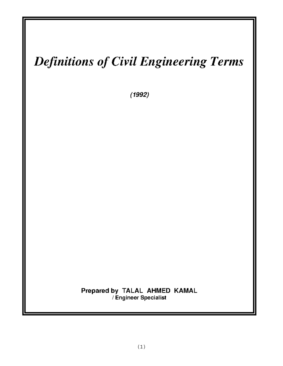 Civil =Engineering Terms - Definitions Of Civil Engineering Terms (1992 ...