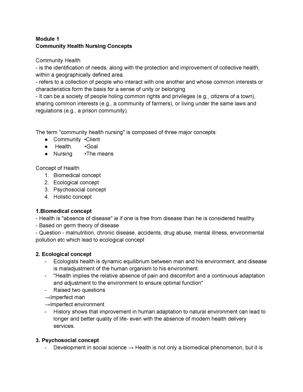 Chn-Module 1 And 2 - Module 1 Community Health Nursing Concepts ...