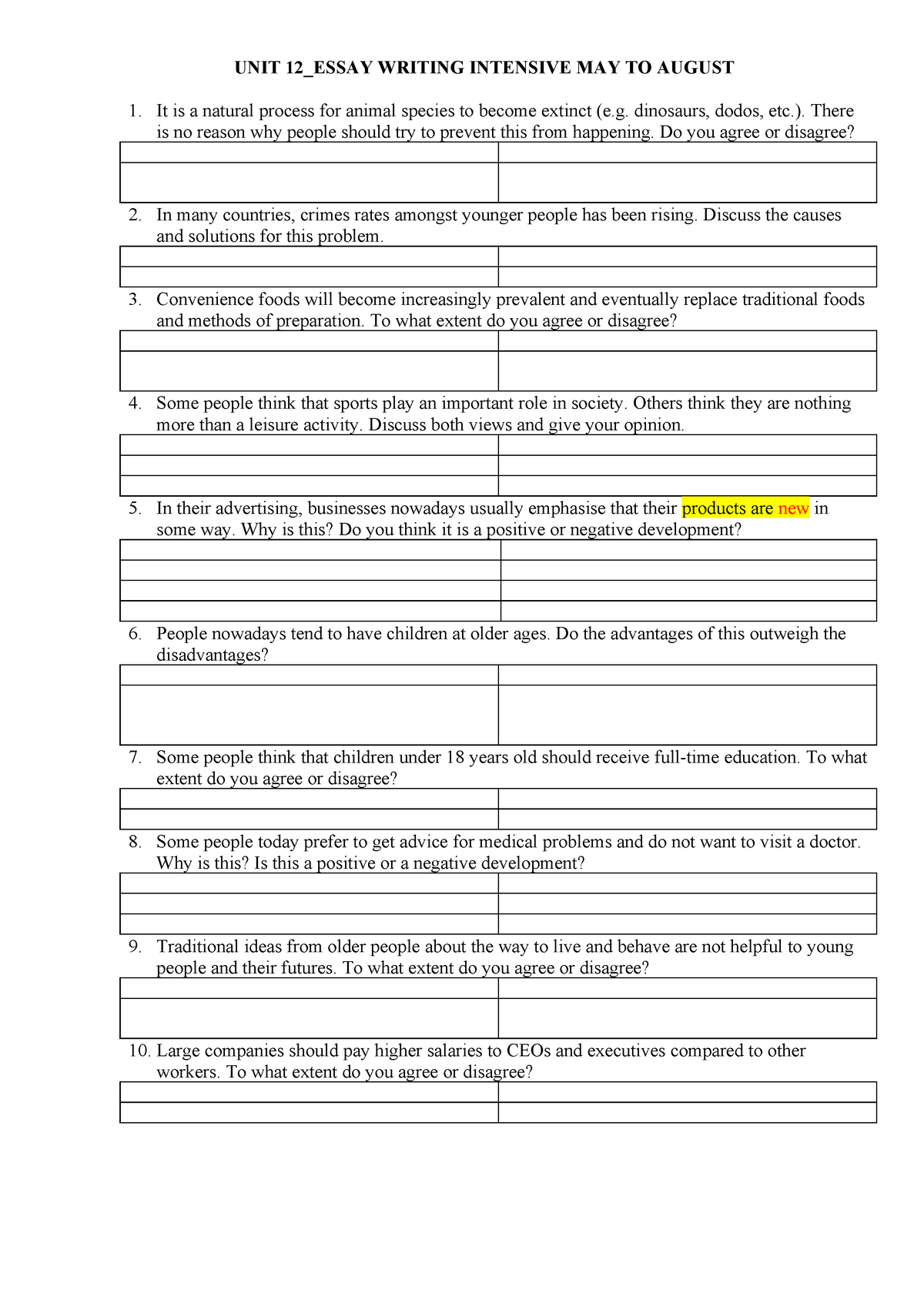 U12 Essay past papers 2021 -2 - UNIT 12_ESSAY WRITING INTENSIVE MAY TO ...