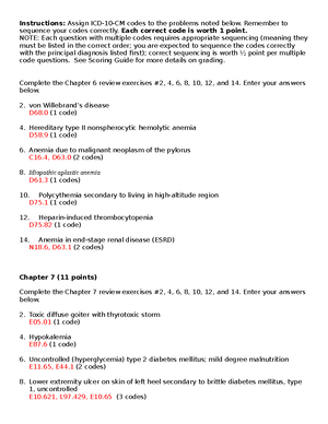 Chapter 6 and 7 Exercises Instructions Assign ICD 10 CM codes