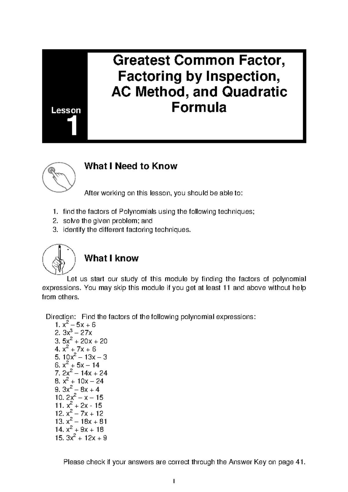 Math10 q1 mod13 Greatest Common Factor, Factoring by Inspection v3 ...