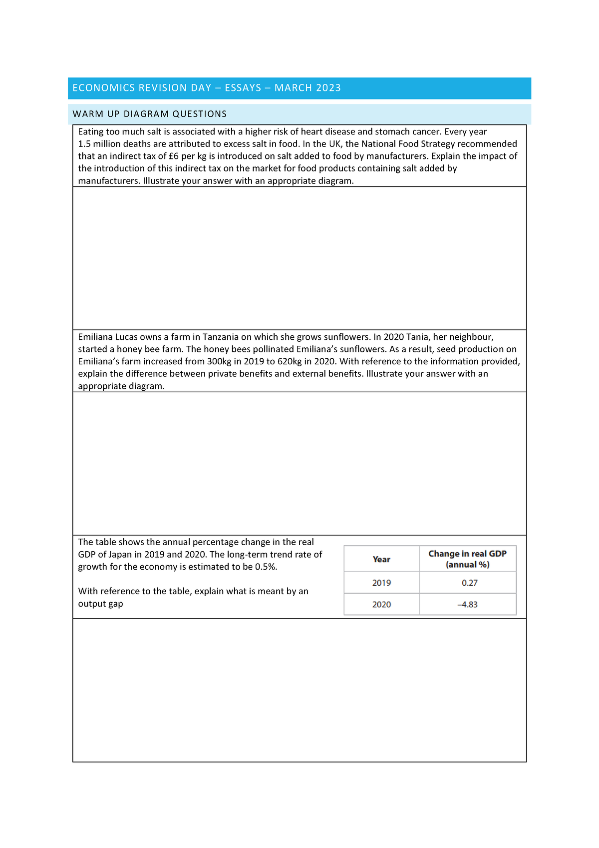 2023-ECON Revision- Booklet - ECONOMICS REVISION DAY – ESSAYS – MARCH ...