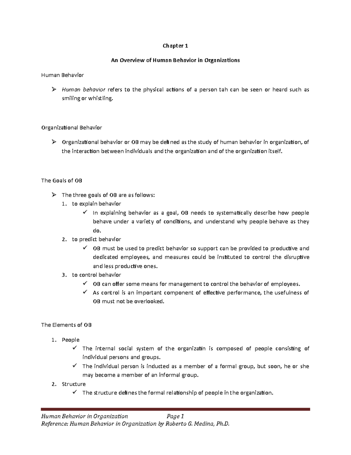 HBO-chapter-1 - Lecture notes 5 - Chapter 1 An Overview of Human ...