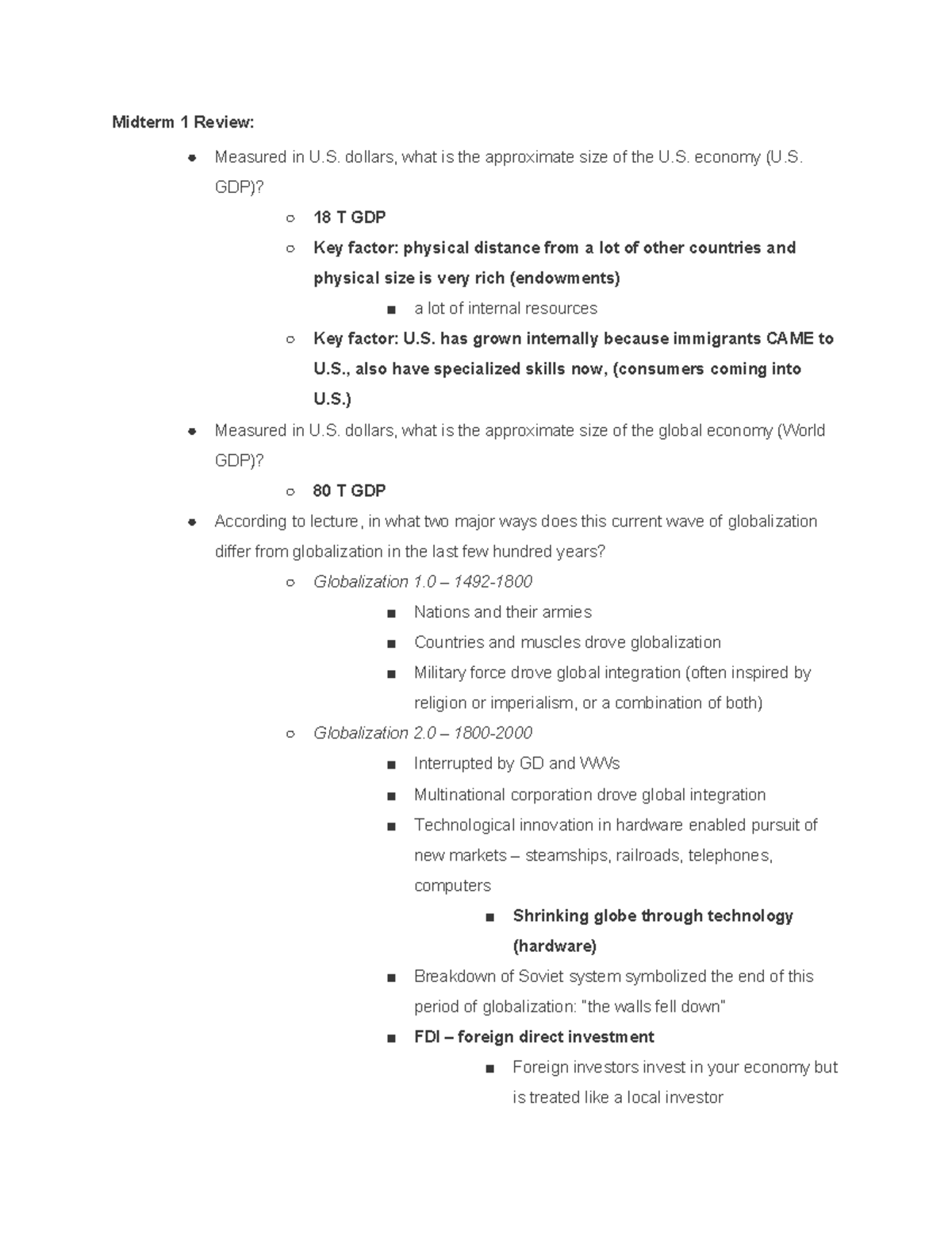 IB200 Exam 1 Review - Summary International Business - Midterm 1 Review ...