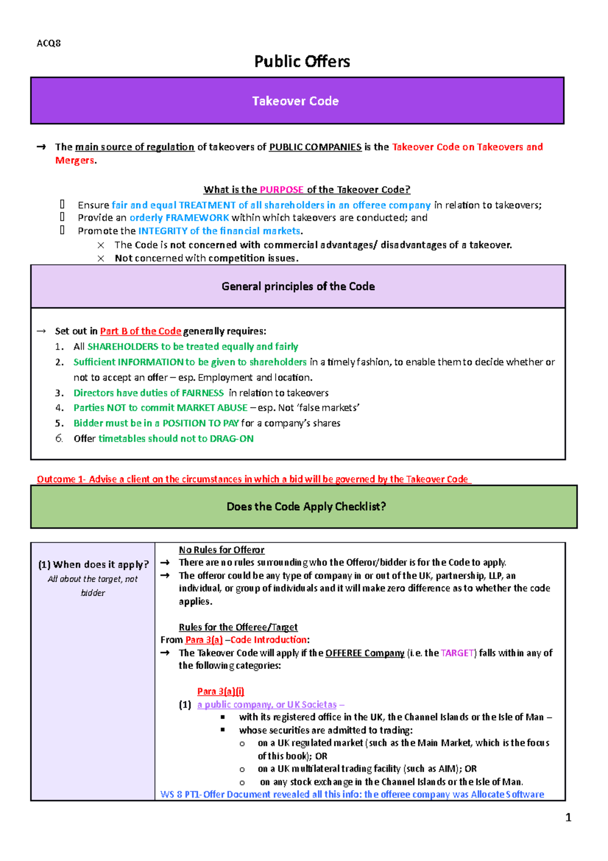 Mergers And Acquisitions Workshop 8 Consolidation - Public Offers ...