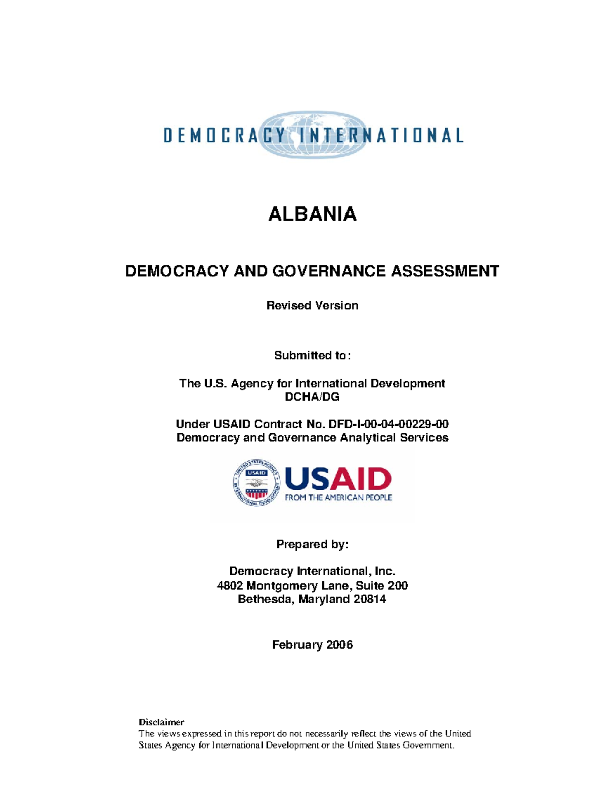 Albania Democracy and Governance Assessment - Geospatial Technologies ...