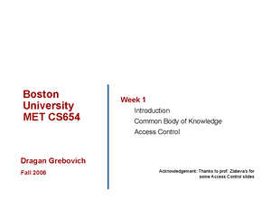 CS654 - Security - Boston University MET CS Week 3 Protection In ...