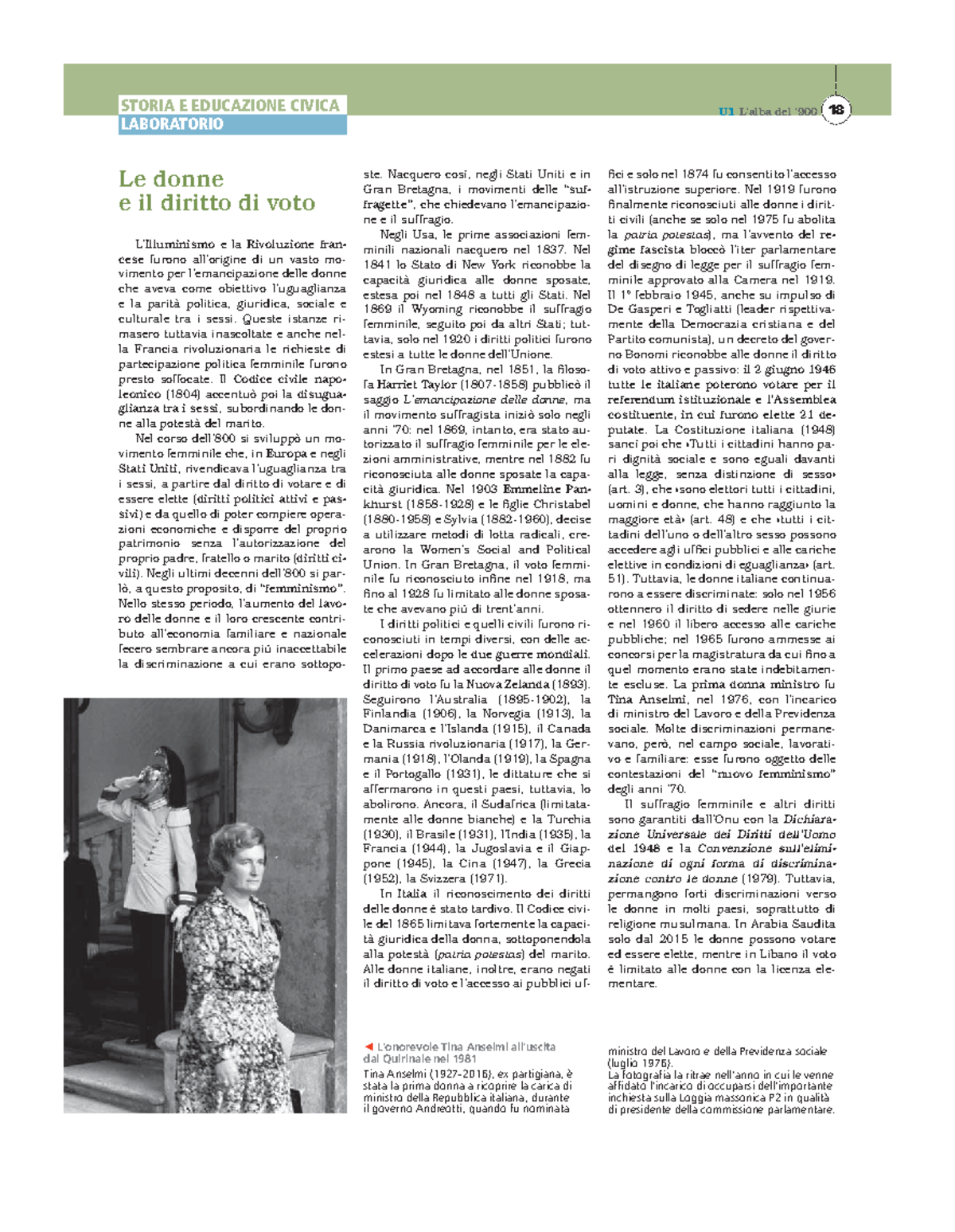 01 Le donne e il diritto di voto - U1 L’alba del ’900 18 Le donne e il ...