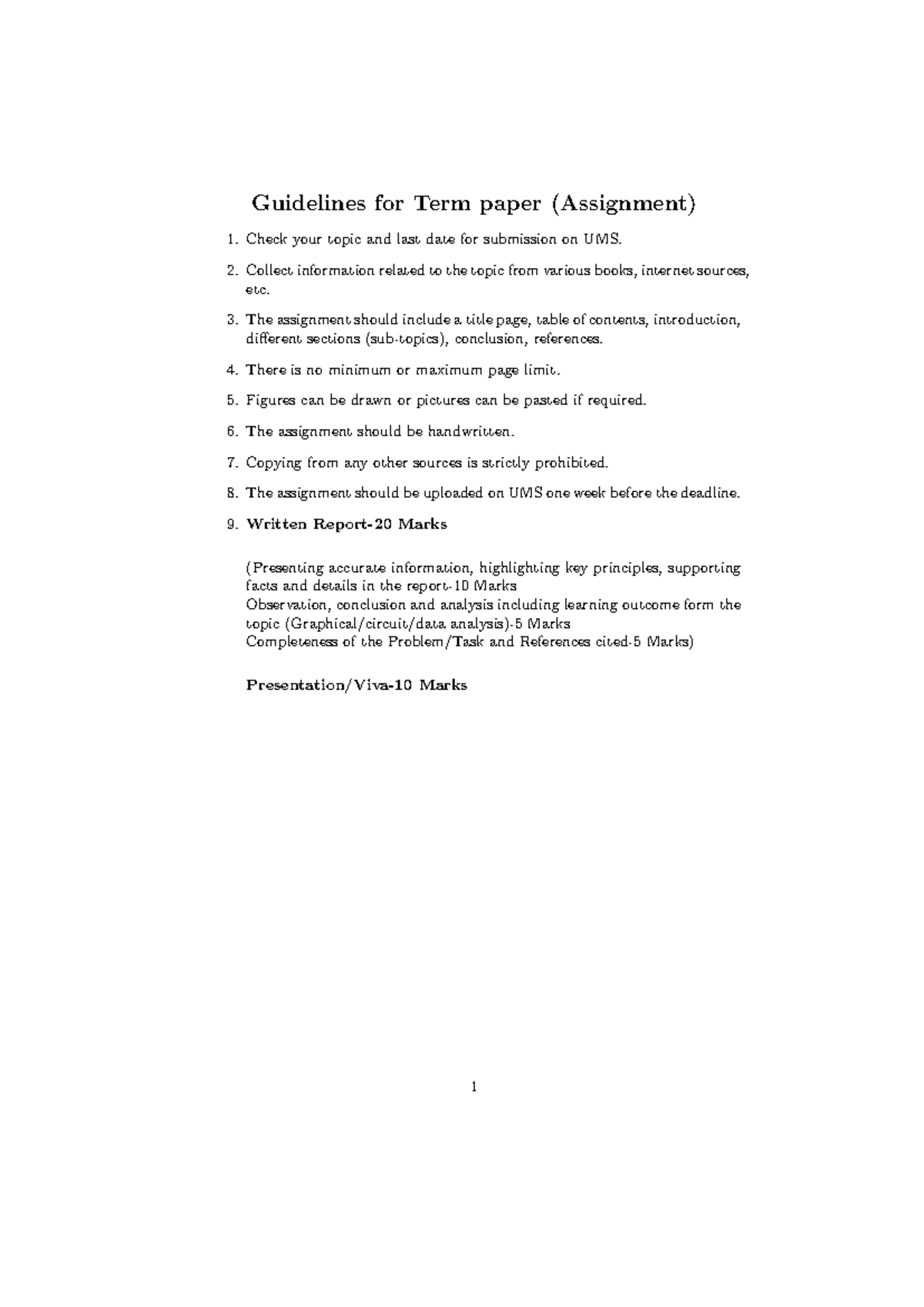 Assignment - Helps you - Guidelines for Term paper (Assignment) Check ...