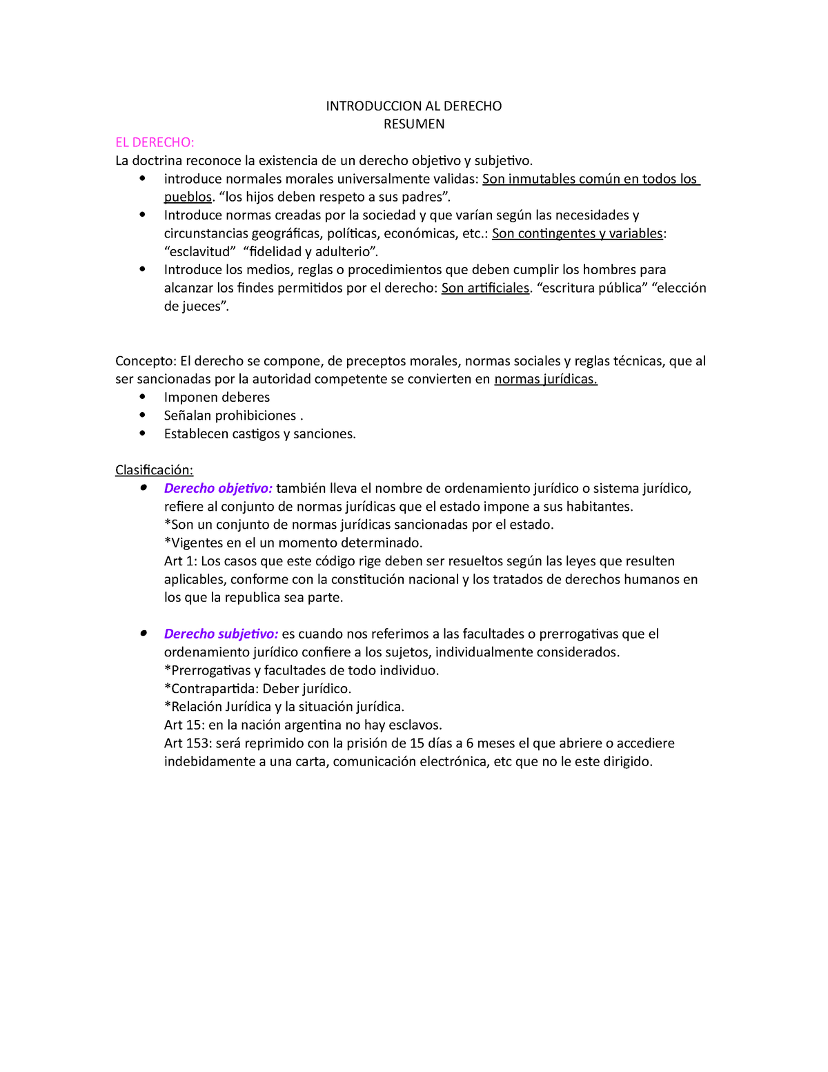 Introduccion AL Derecho- Resumen - INTRODUCCION AL DERECHO RESUMEN EL ...