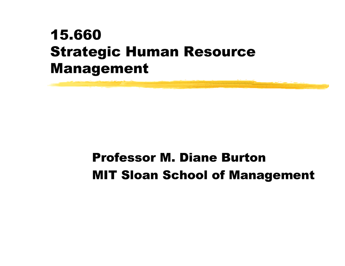 Strategic Human Resource Management 15 Strategic Human Resource