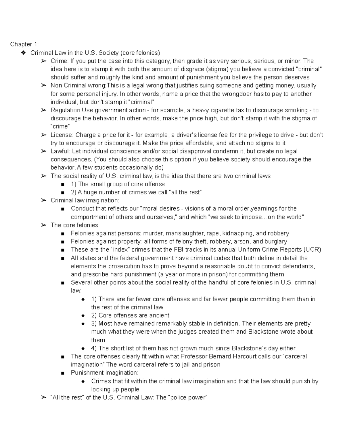 Unit 1 Criminal Law Textbook Notes - Chapter 1: Criminal Law In The U ...