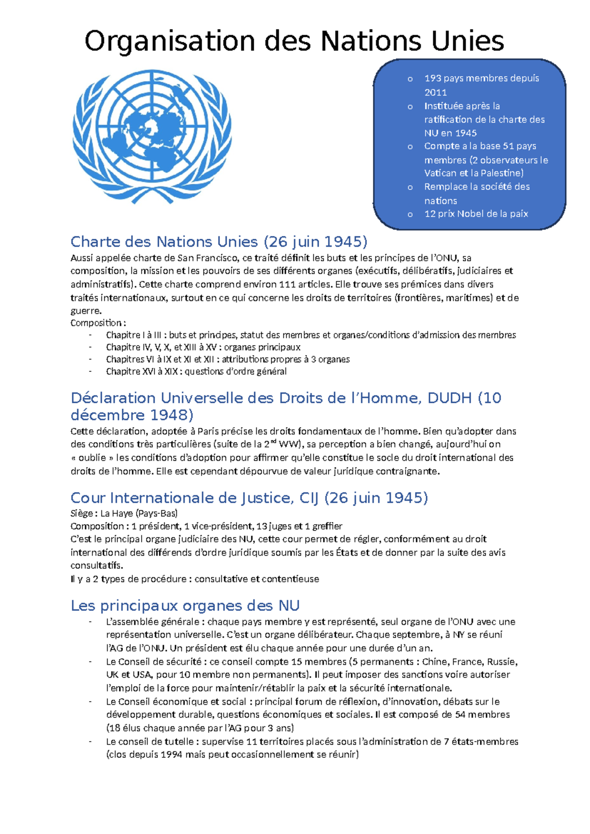 Organisation des Nations Unies - Organisation des Nations Unies Charte ...