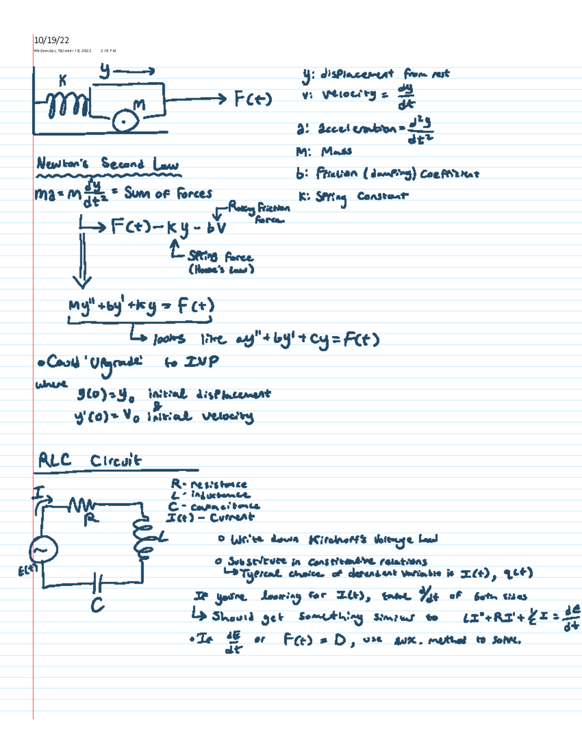 Differential Equations Class 21 MATH 231 10/19/ Wednesday, October