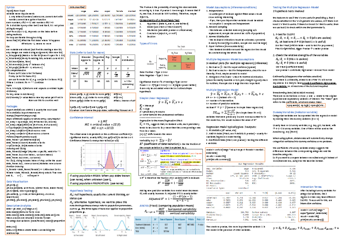 DAO2702 finals cheatsheet - DAO2702 - NUS - Studocu