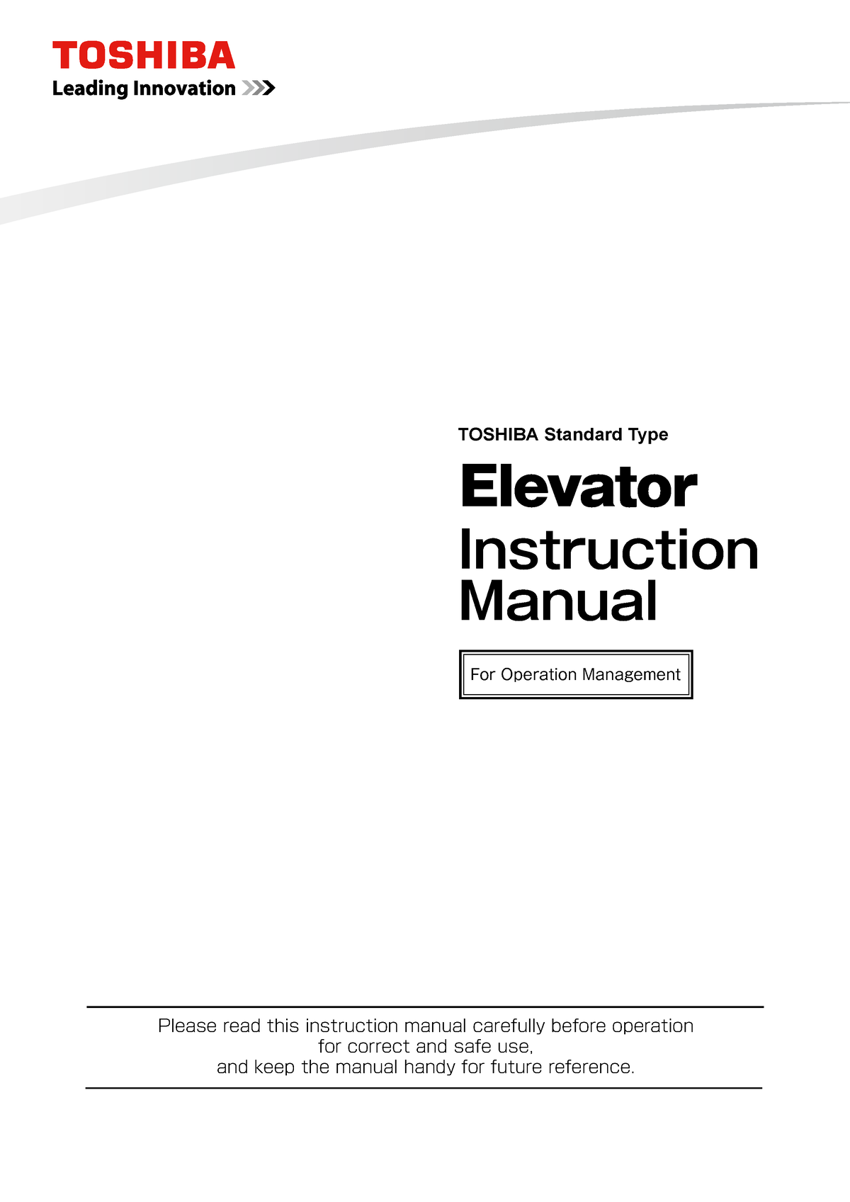 Instructionmanual Elevator E - Please Read This Instruction Manual ...