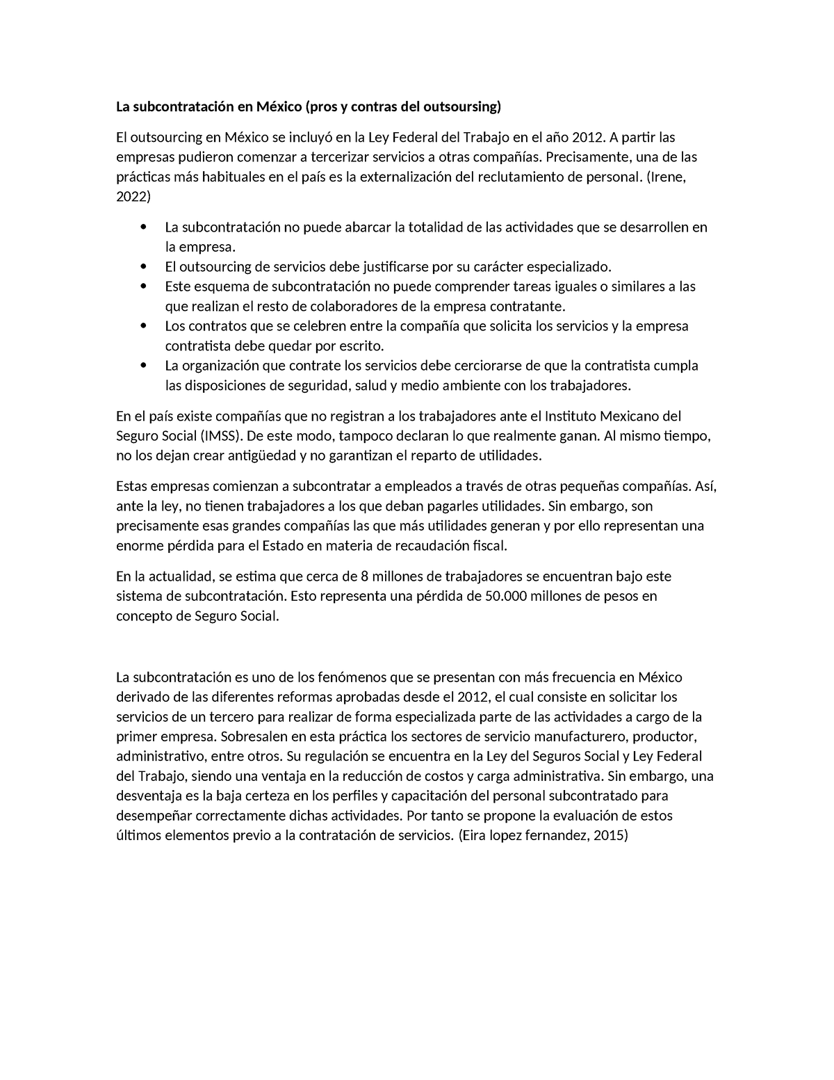 Resumen De La Subcontratación En México (pros Y Contras Del Outsoursing ...