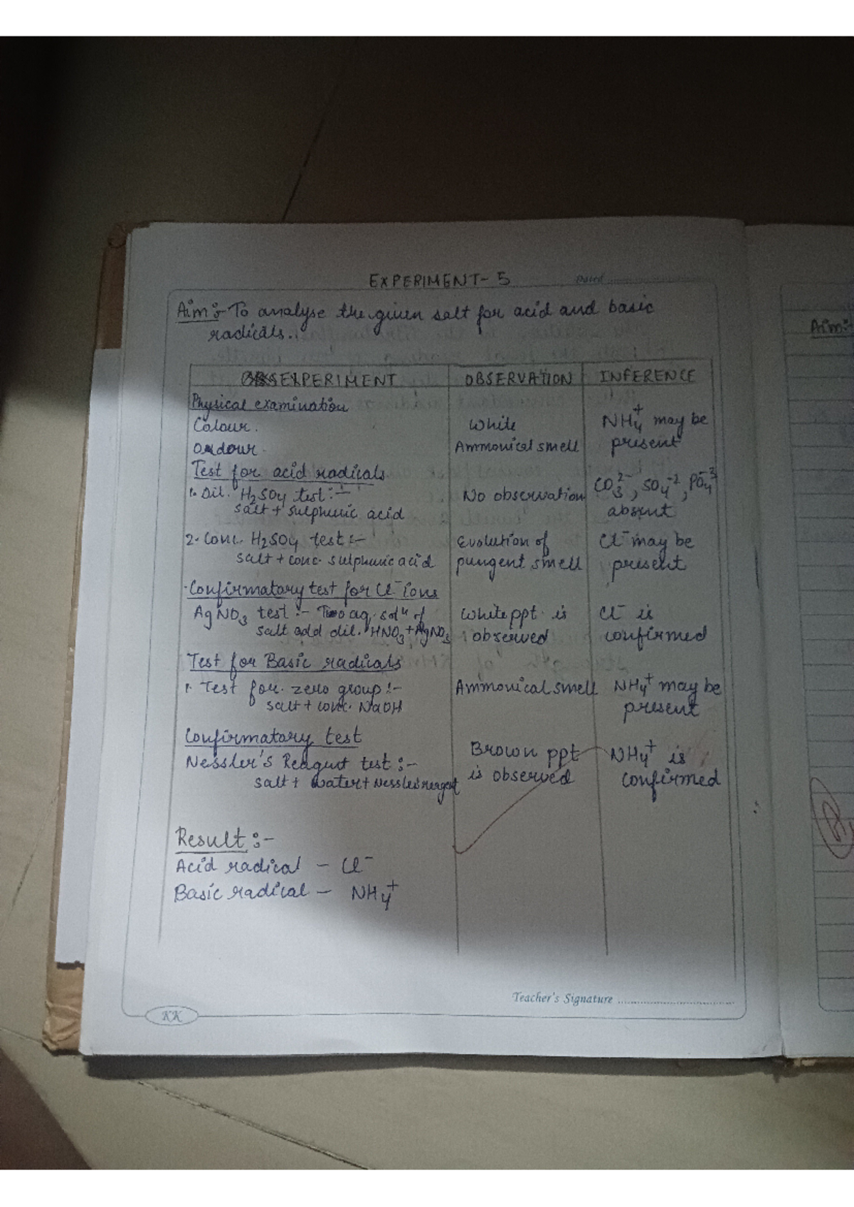 Chemistry practical file 12 - 5 Dated To analyse the given salt for ...