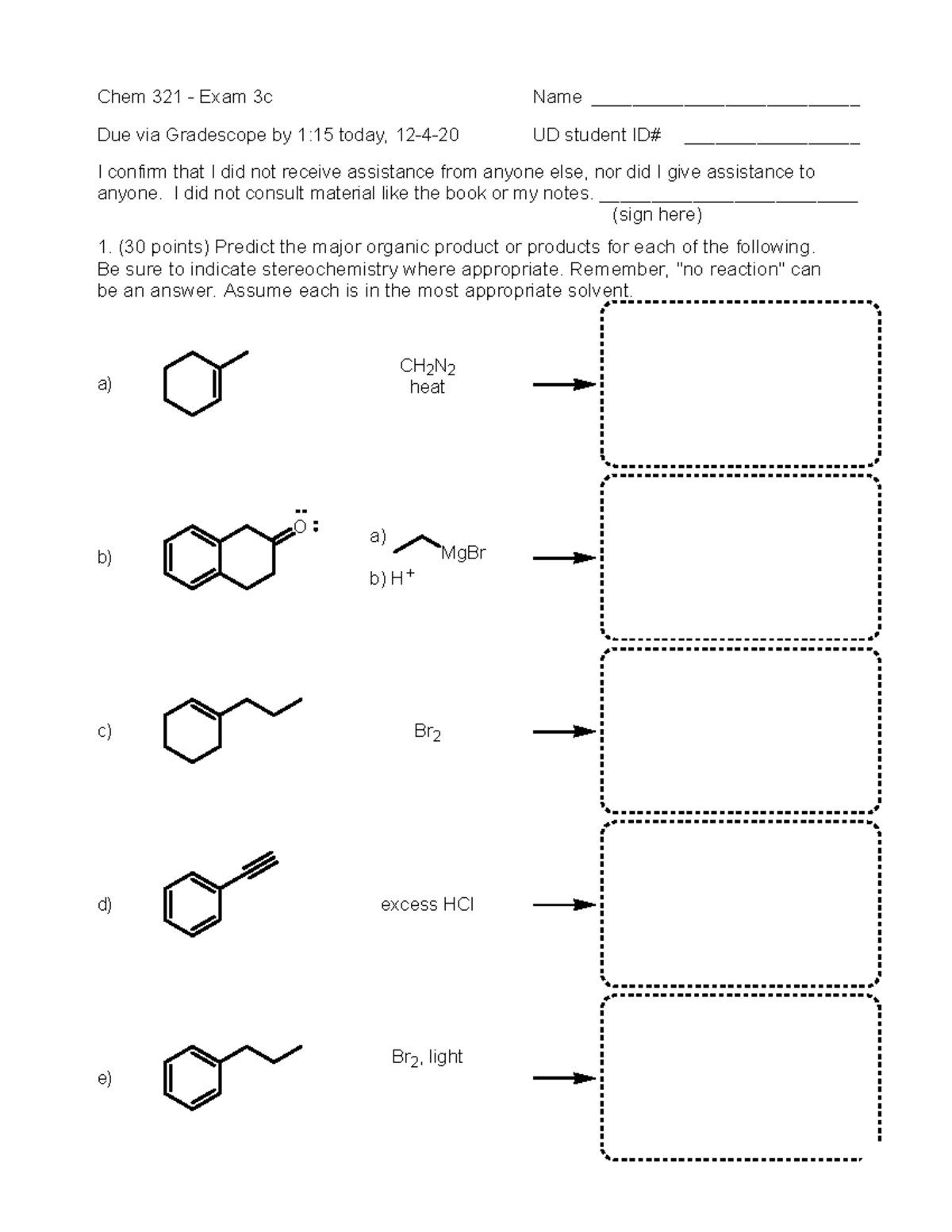 Chem 321 2020 fall exam 3c - Due via Gradescope by 1:15 today, 12-4 ...