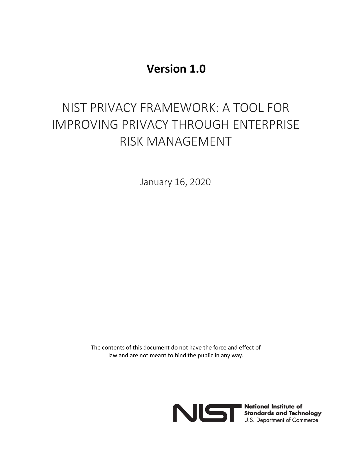 202001 16 Nist Privacy Framework Version 1 Nist Privacy Framework A