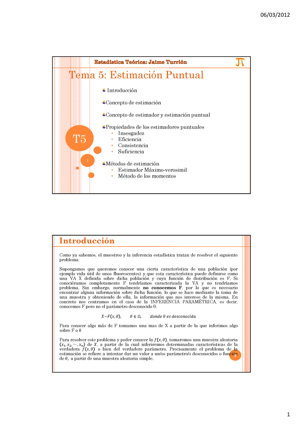 T5 Estimación Puntual Estadística Descriptiva Economía - Tema 5 ...