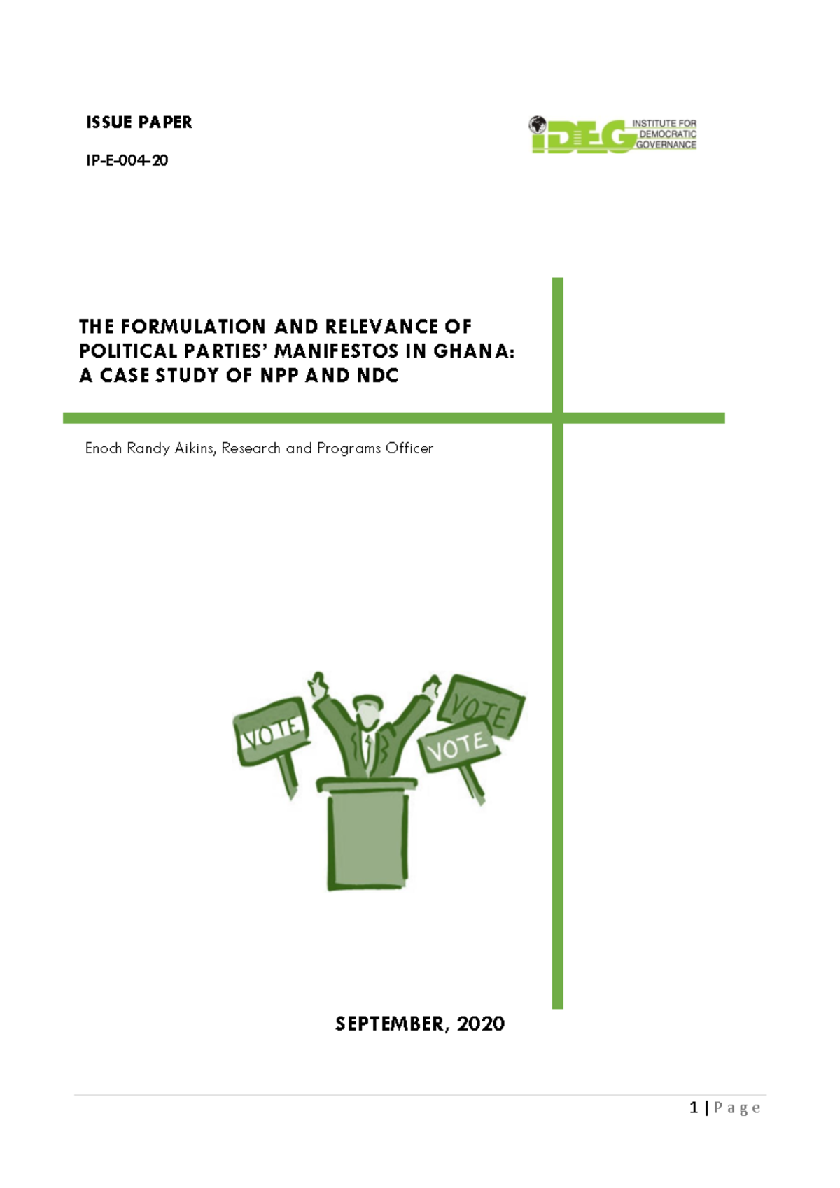 Issue Paper Political Parties Manifestos IN Ghana Formulation AND ...