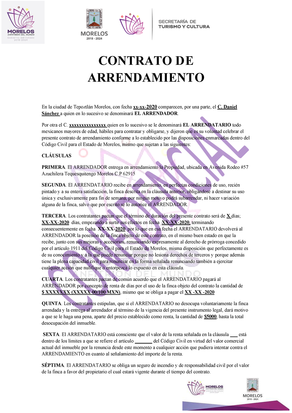 Contrato De Arrendamiento Tequesquitengo Morelos 1 Contrato D E Arrendamiento En La Ciudad De 7105