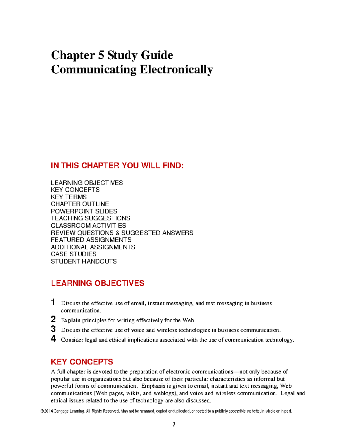 Chapter 5 Study Guide - ttddkadhlhfasd - © 2014 Cengage Learning. All ...