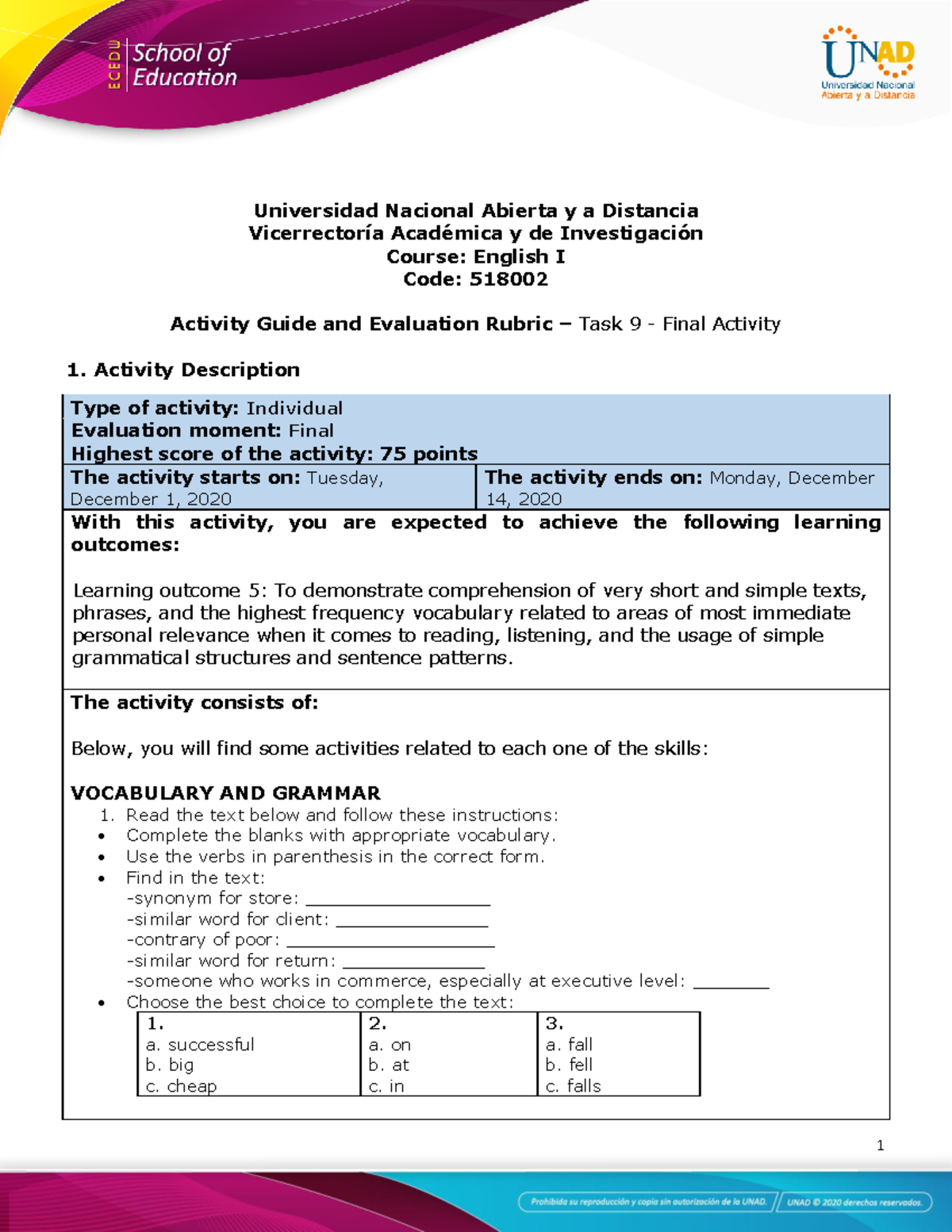 Activity Guide and Evaluation Rubric - Task 9 - Final activity ...