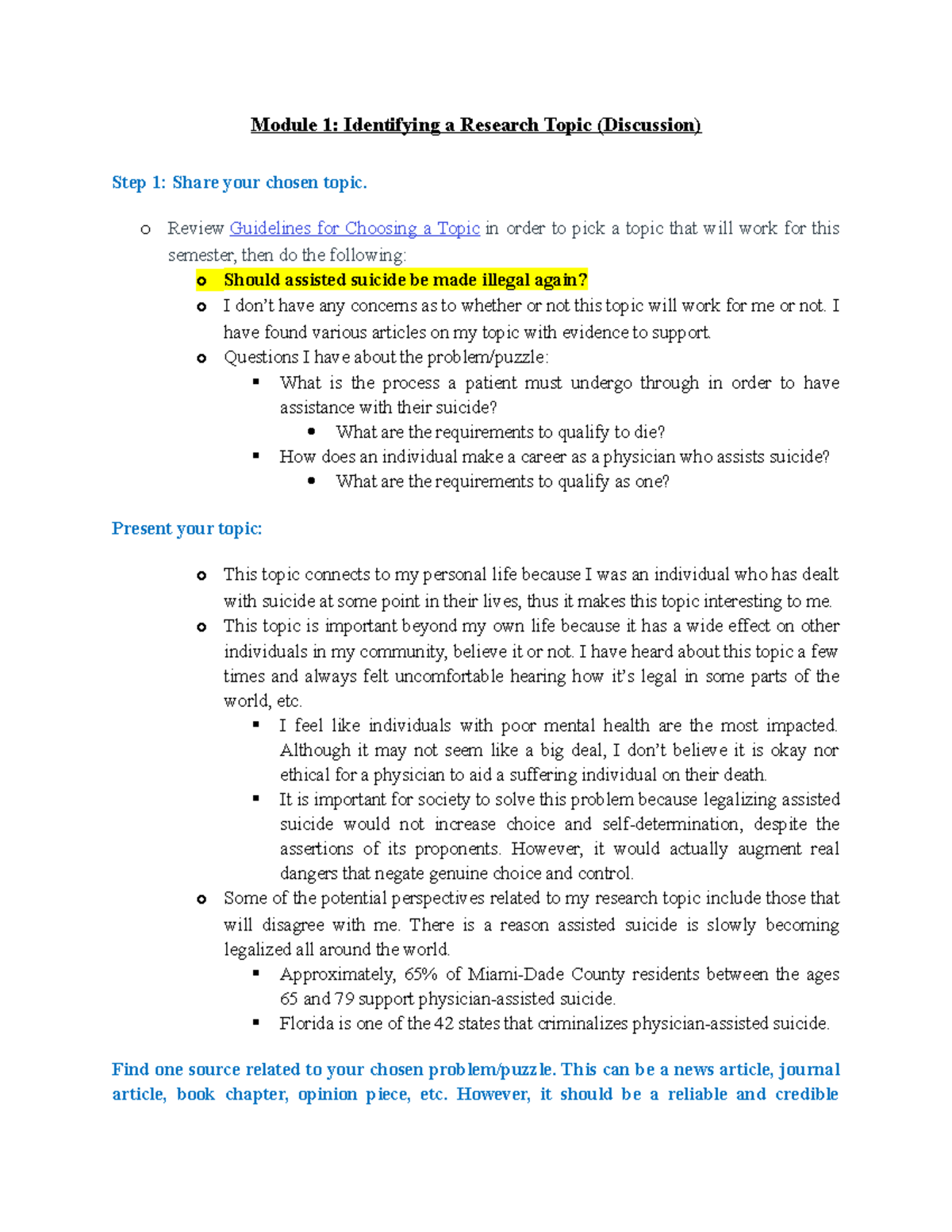 Module 1 Identifying a Research Topic - Module 1: Identifying a ...