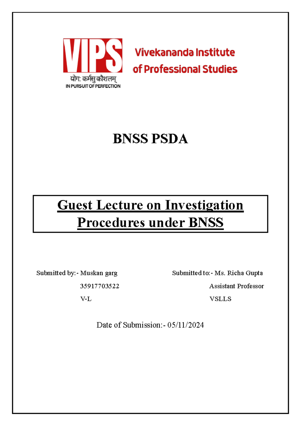 BNSS PSDA- 35917703522 - Criminal law - BNSS PSDA Guest Lecture on ...