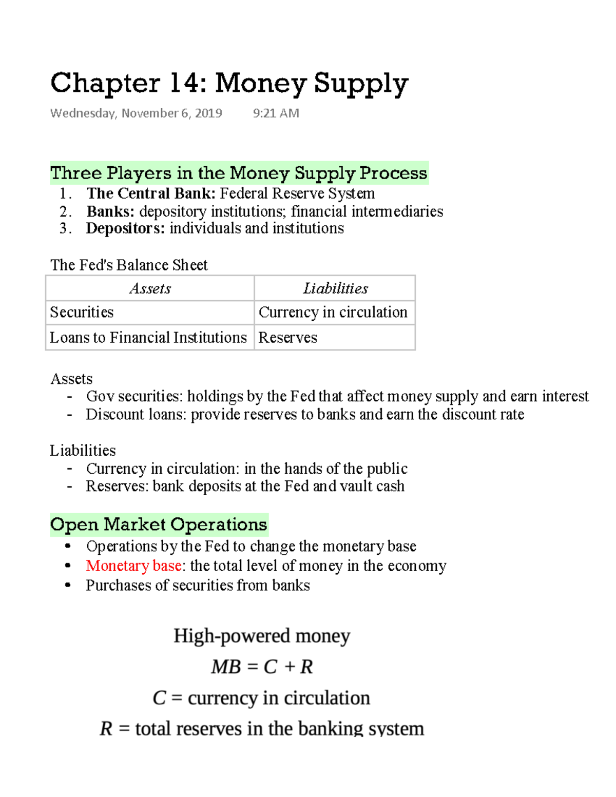 Chapter 14 Money Supply Warning Tt Undefined Function 32 Warning Tt Undefined Function 0151