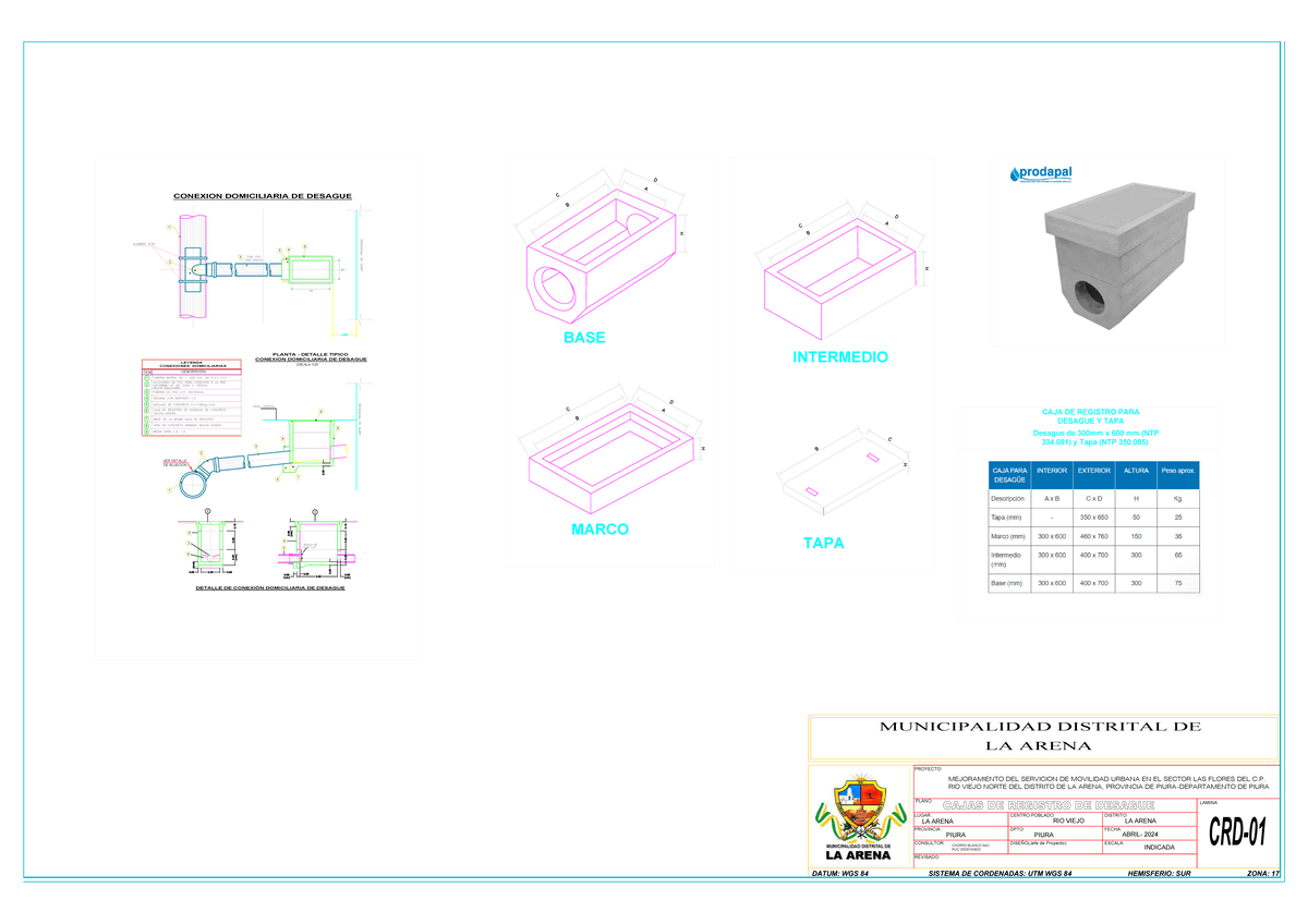 Plano DE Detalle DE Cajas Desague - BASE MARCO INTERMEDIO MARCO TAPA ...