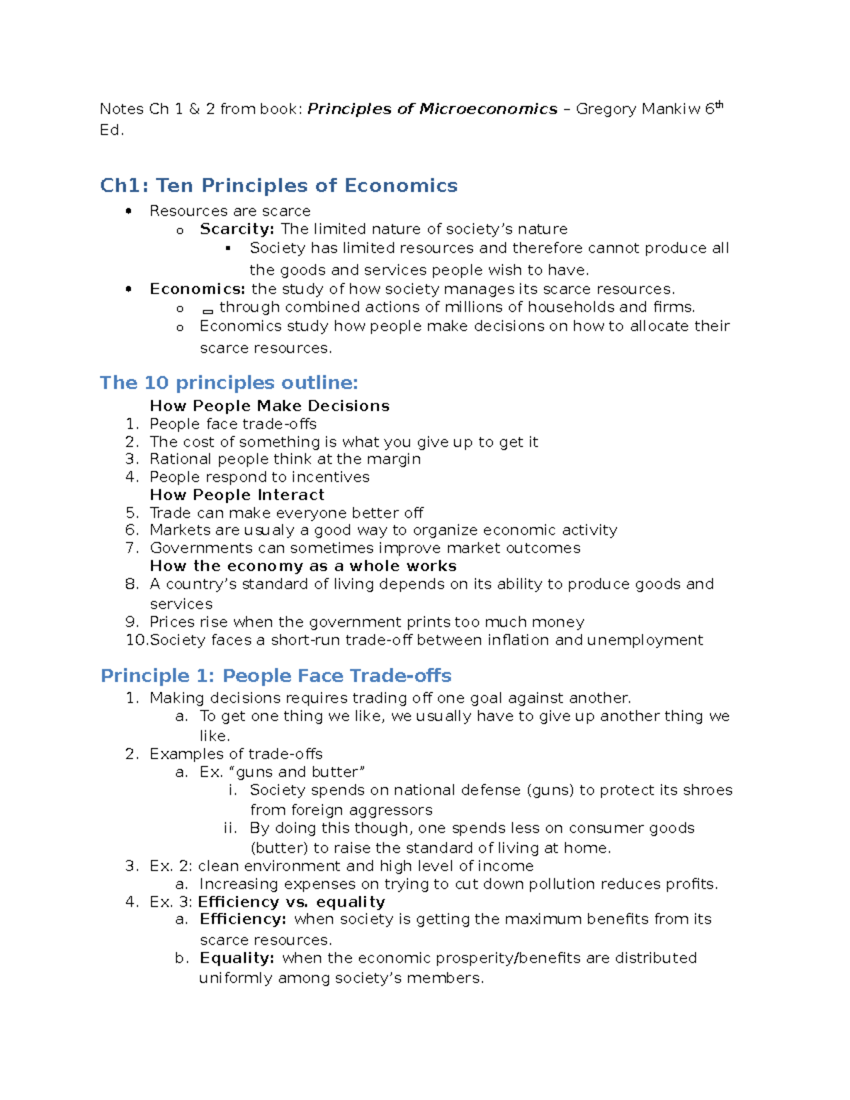 258405519 Principles Of Microeconomics Ch 1 2 Notes - Notes Ch 1 & 2 ...