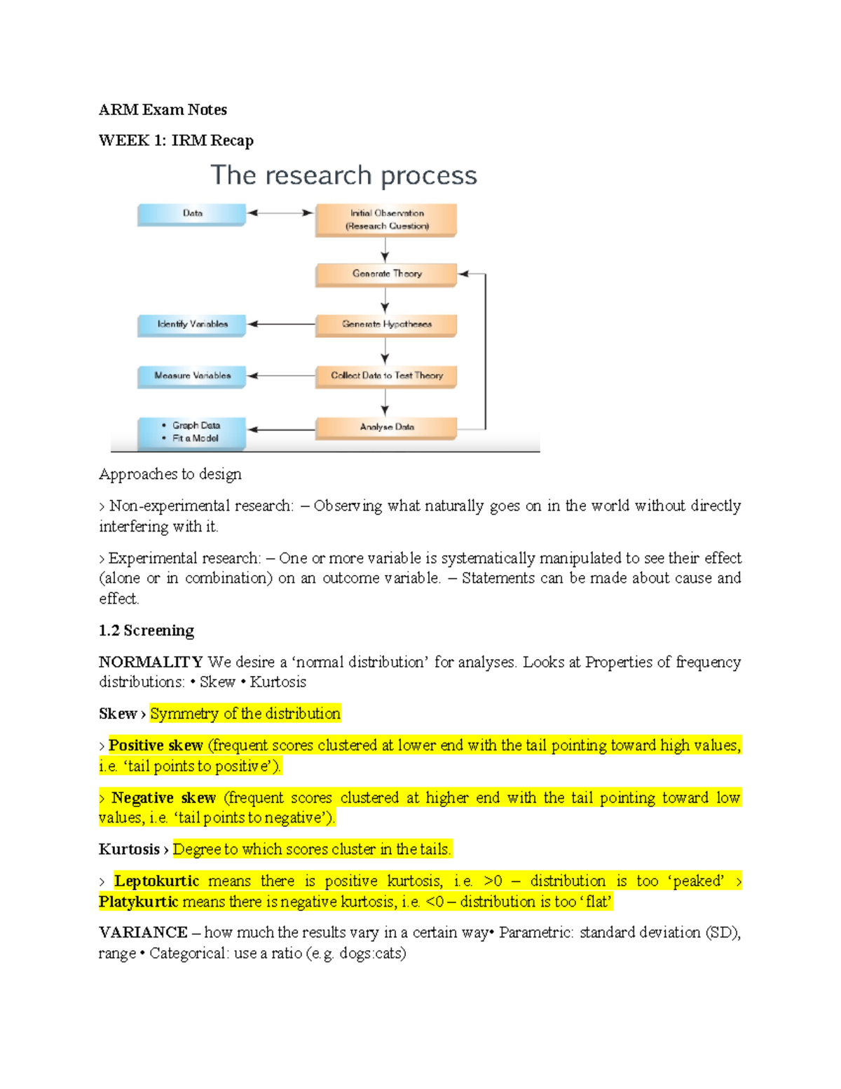 ARM Exam Notes Summary Quantitative Methods in Psychology ARM Exam
