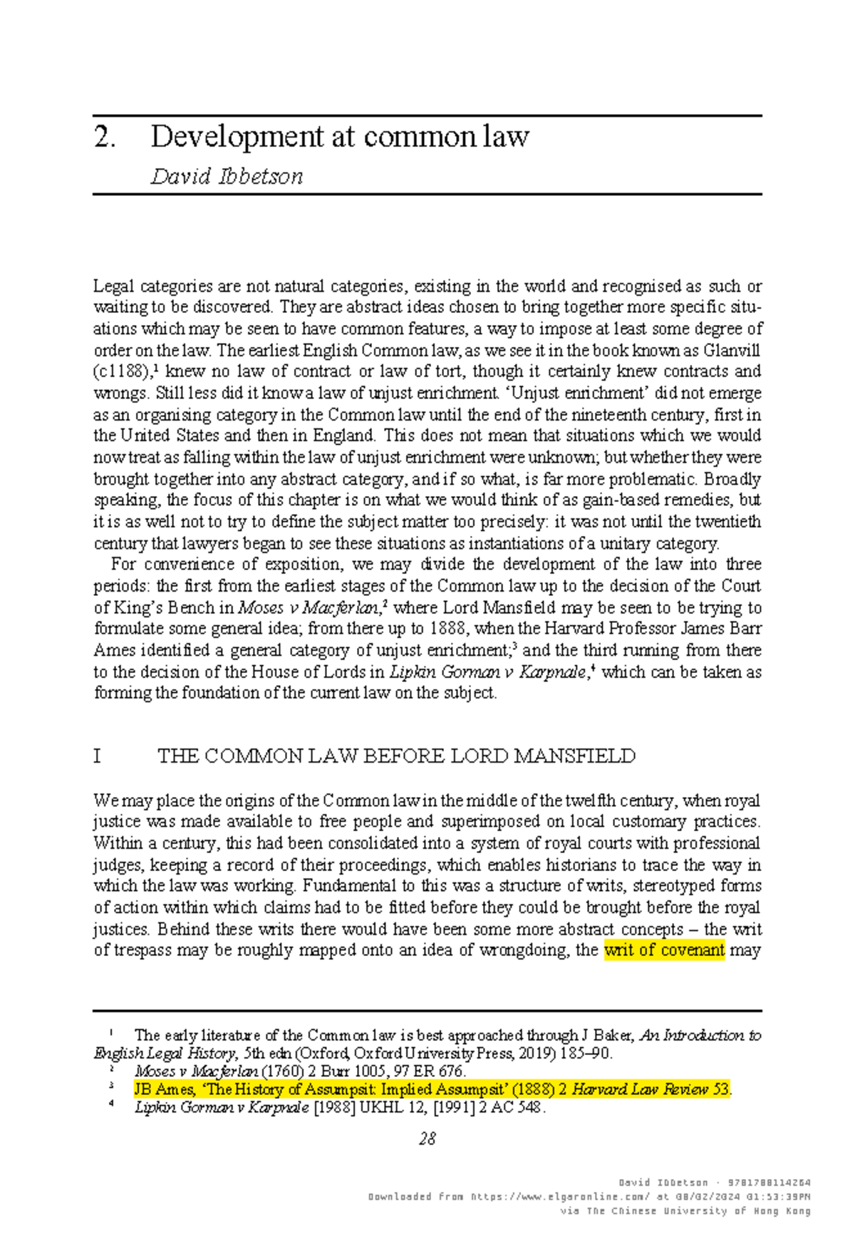 Chapter 2 Development at comomon law - 28 2. Development at common law ...